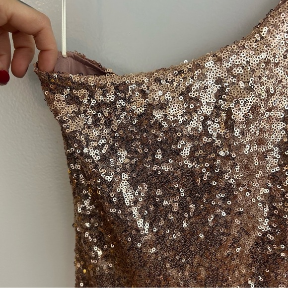 NWT Fashion Nova Fiona One Shoulder Beige Sequin Bodycon Dress Size Medium - Picture 3 of 10